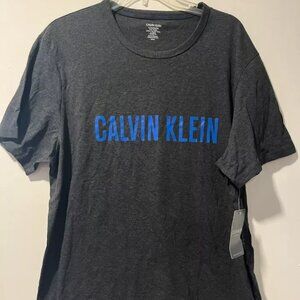 Calvin Klein Men's XL T-Shirt Gray Blue Text Adult Size NEW With Tags